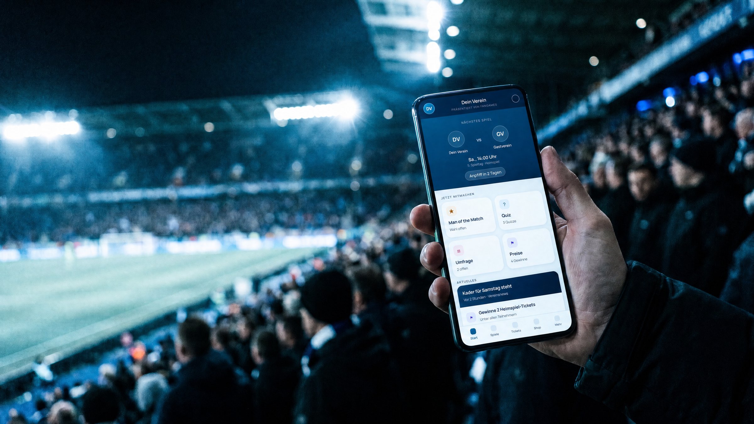 FanGames auf dem Smartphone im Stadion