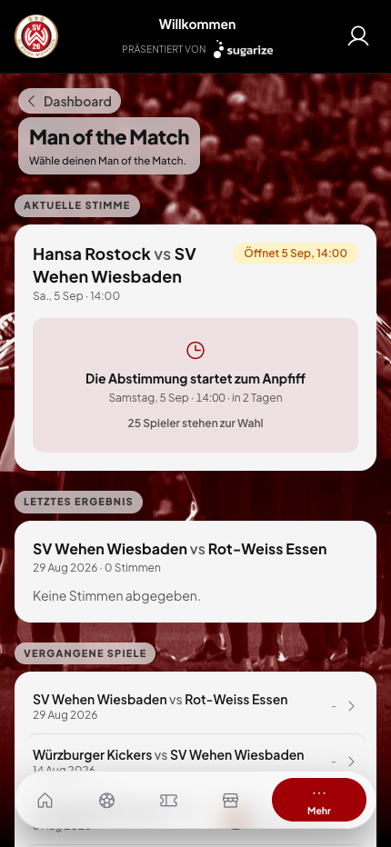 Man-of-the-Match-Wahl beim SV Wehen Wiesbaden